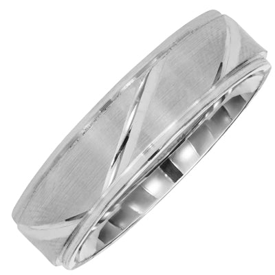 Mens Comfort Fit Wedding Band in 14kt White Gold (6mm)