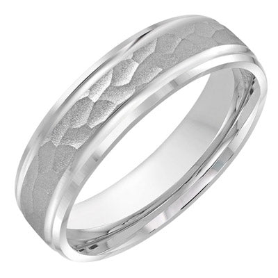 Mens Wedding Band in 14kt White Gold (6mm)