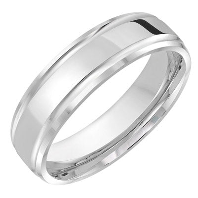 Mens Wedding Band in 14kt White Gold (6mm)