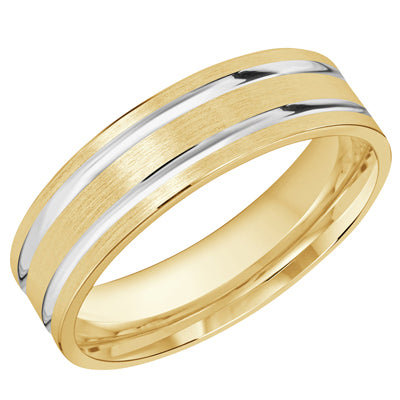 Mens Wedding Band in 14kt White and Yellow Gold (6mm)