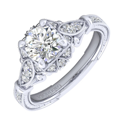 Gabriel Montgomery Diamond Vintage Engagement Ring Setting in 14kt White Gold (1/4ct tw)