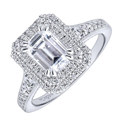 Gabriel Jasmine Emerald Cut Diamond Engagement Ring Setting in 14kt White Gold (3/4ct tw)