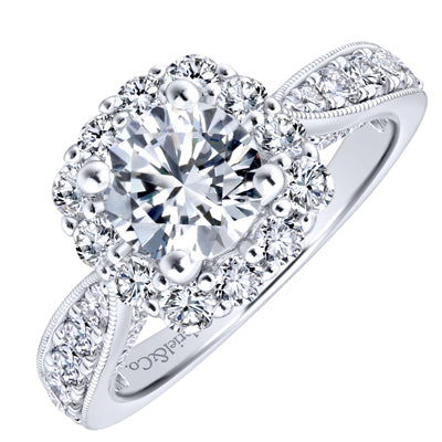 Gabriel Jessamine Halo Diamond Engagement Ring Setting in 14kt White Gold (1 1/5ct tw)