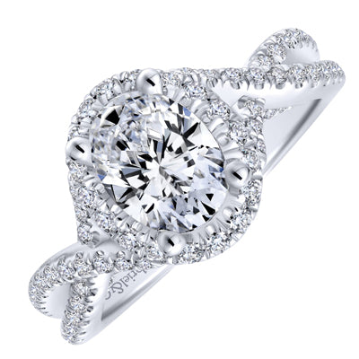 Gabriel Freesia Oval Halo Diamond Engagement Ring Setting in 14kt White Gold (5/8ct tw)