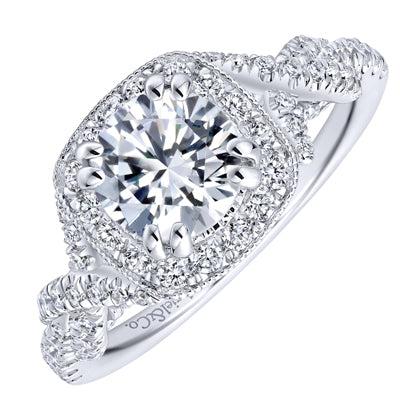 Gabriel Wisteria Halo Diamond Engagement Ring Setting in 14kt White Gold (3/4ct tw)
