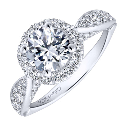 Gabriel Tansy Halo Diamond Engagement Ring Setting in 14kt White Gold (7/8ct tw)