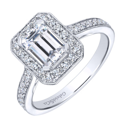 Gabriel Corinne Vintage Halo Diamond Engagement Ring Setting in 14kt White Gold (1/2ct tw)