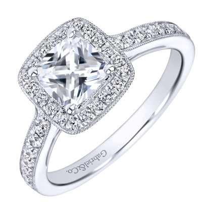 Gabriel Harper Vintage Halo Diamond Engagement Ring Setting in 14kt White Gold (3/8ct tw)