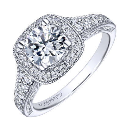Gabriel Florence Vintage Halo Diamond Engagement Ring Setting in 14kt White Gold (5/8ct tw)
