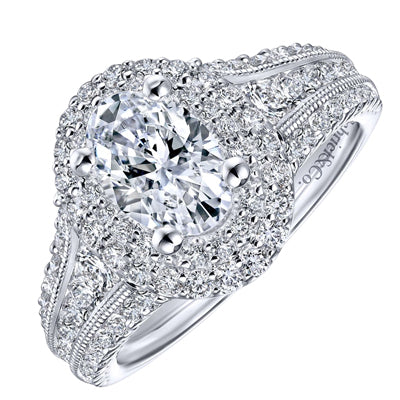 Gabriel Henrietta Double Halo Diamond Engagement Ring Setting in 14kt White Gold (1ct tw)
