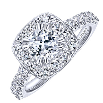 Gabriel Skylar Diamond Halo Engagement Ring Setting in 14kt White Gold (7/8ct tw)