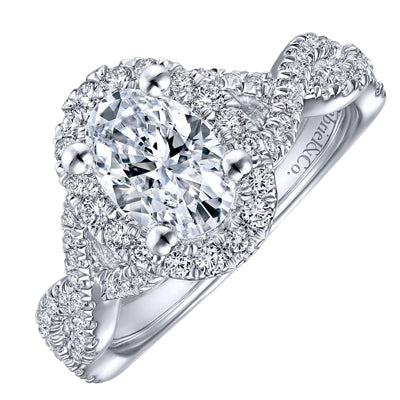 Gabriel Marissa Oval Diamond Halo Engagement Ring Setting in 14kt White Gold (3/8ct tw)