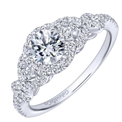 Gabriel Kalinda Diamond Halo Engagement Ring Setting in 14kt White Gold (3/8ct tw)