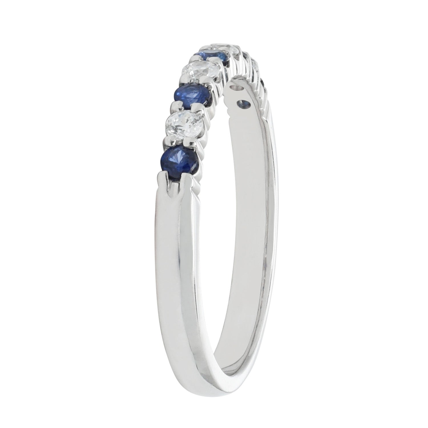 Sapphire and Diamond Shared Prong Band in 14kt White Gold (1/7ct tw)