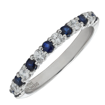 Sapphire and Diamond Shared Prong Band in 14kt White Gold (1/5ct tw)