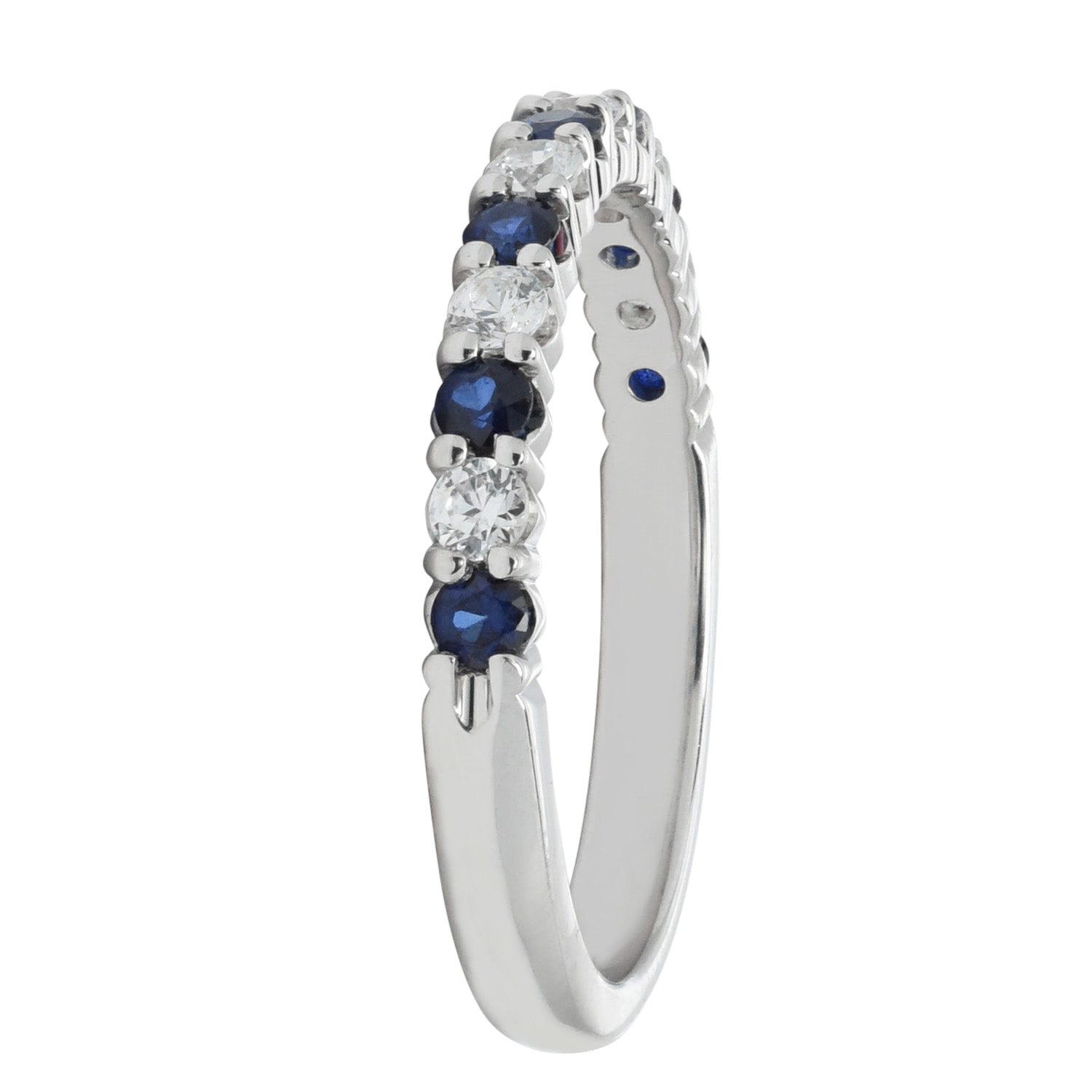 Sapphire and Diamond Shared Prong Band in 14kt White Gold (1/5ct tw)