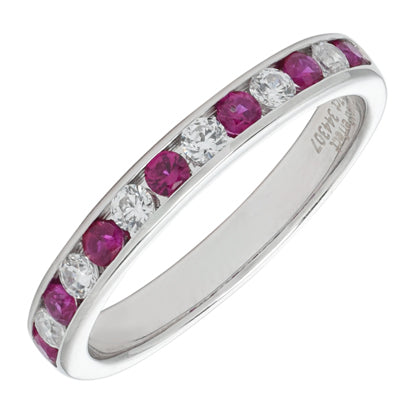 Ruby and Diamond Channel Band in 14kt White Gold (1/5ct tw)