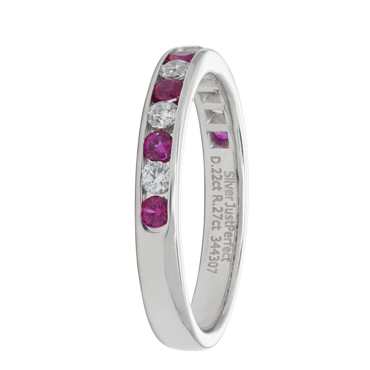 Ruby and Diamond Channel Band in 14kt White Gold (1/5ct tw)