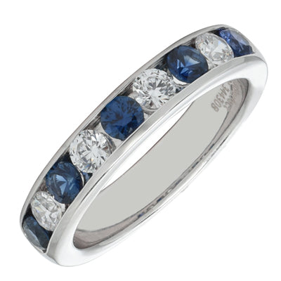 Sapphire and Diamond Channel Band in 14kt White Gold (3/8ct tw)