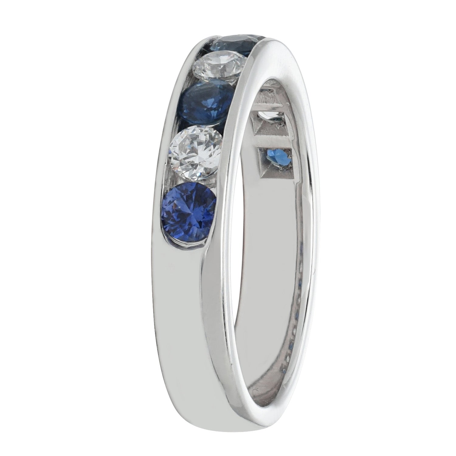 Sapphire and Diamond Channel Band in 14kt White Gold (3/8ct tw)