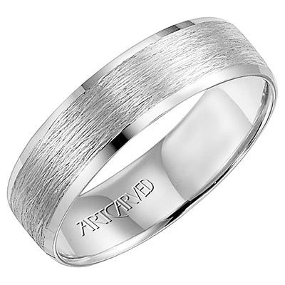 Mens Satin Comfort Fit Wedding Band in 14kt White Gold (6mm)