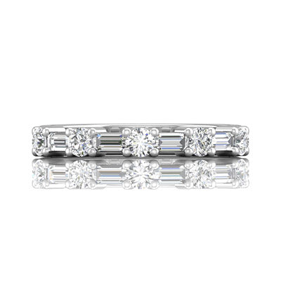 Martin Flyer Round and Baguette Diamond Wedding Band in 14kt White Gold (5/8ct tw)
