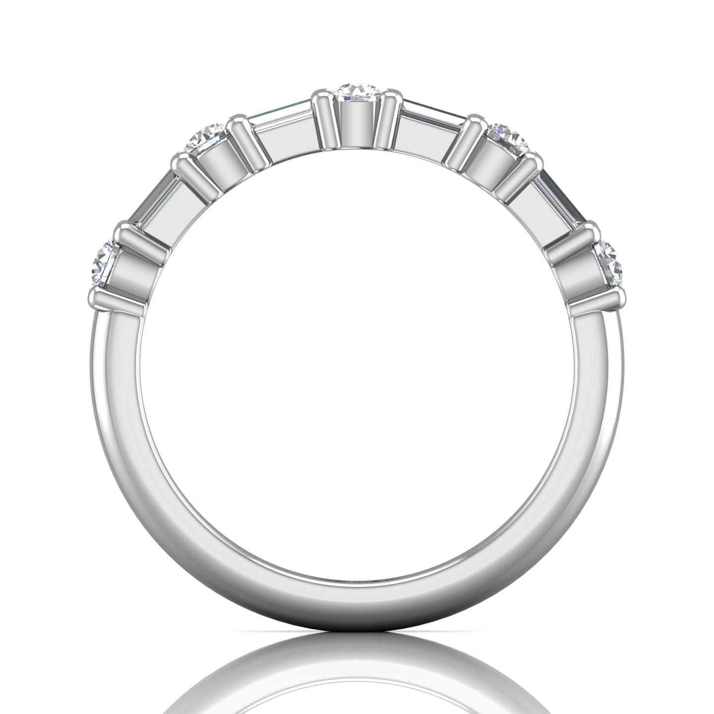 Martin Flyer Round and Baguette Diamond Wedding Band in 14kt White Gold (5/8ct tw)