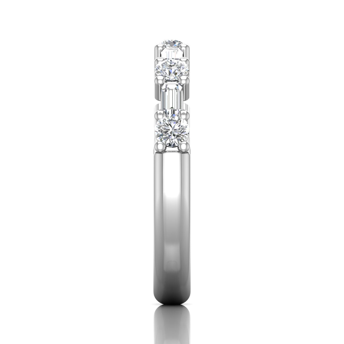 Martin Flyer Round and Baguette Diamond Wedding Band in 14kt White Gold (5/8ct tw)