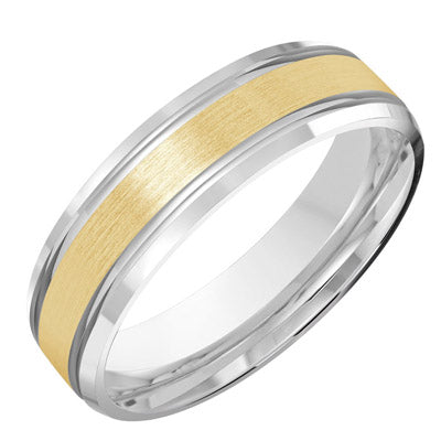 Mens Wedding Band in 14kt Yellow and White Gold (6mm)