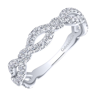 Gabriel Twisted Pave Diamond Stackable Ring in 14kt White Gold (3/8ct tw)