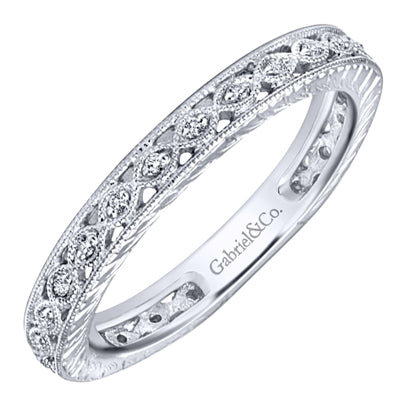 Gabriel Intricate Cutout Stackable Diamond Ring in 14kt White Gold (1/20ct tw)
