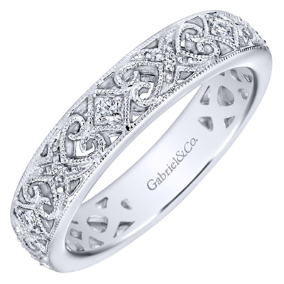 Gabriel Filigree Diamond Ring in 14kt White Gold (1/10ct tw)