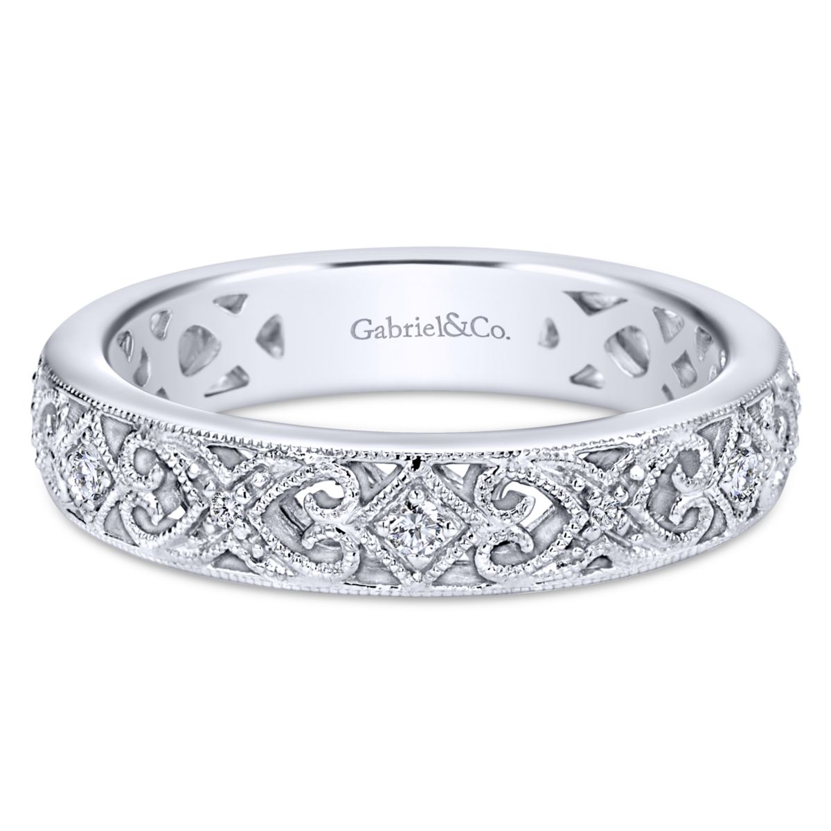 Gabriel Filigree Diamond Ring in 14kt White Gold (1/10ct tw)