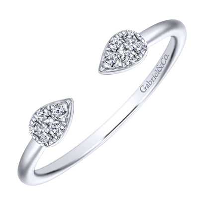 Gabriel Teardrop Pave Diamond Cluster Split Ring in 14kt White Gold (1/10ct tw)