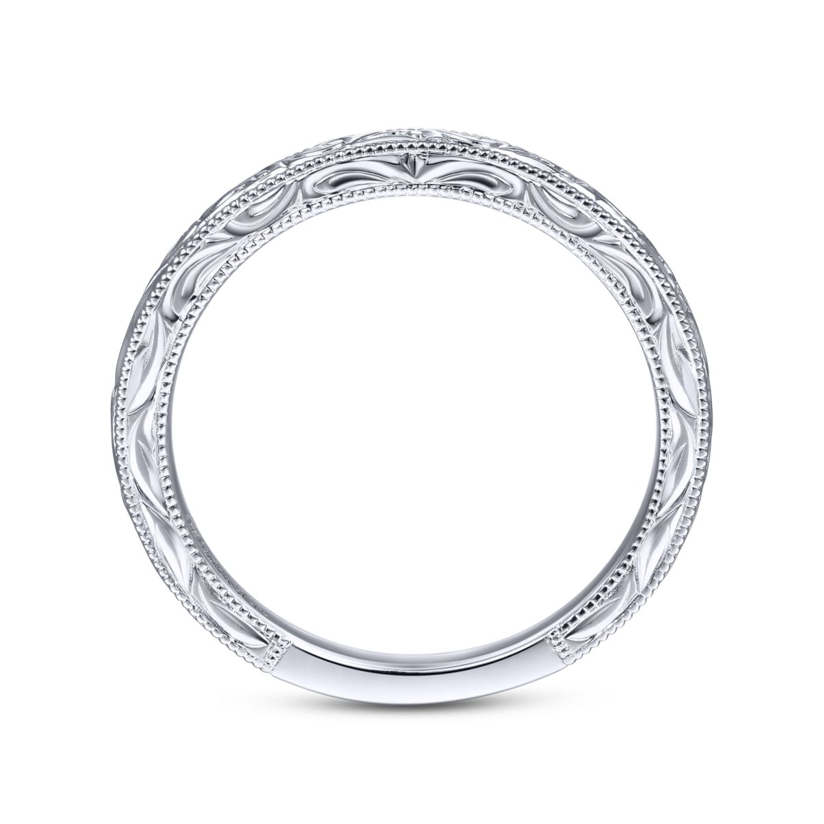 Gabriel Swirl Engraved Stackable Ring in 14kt White Gold
