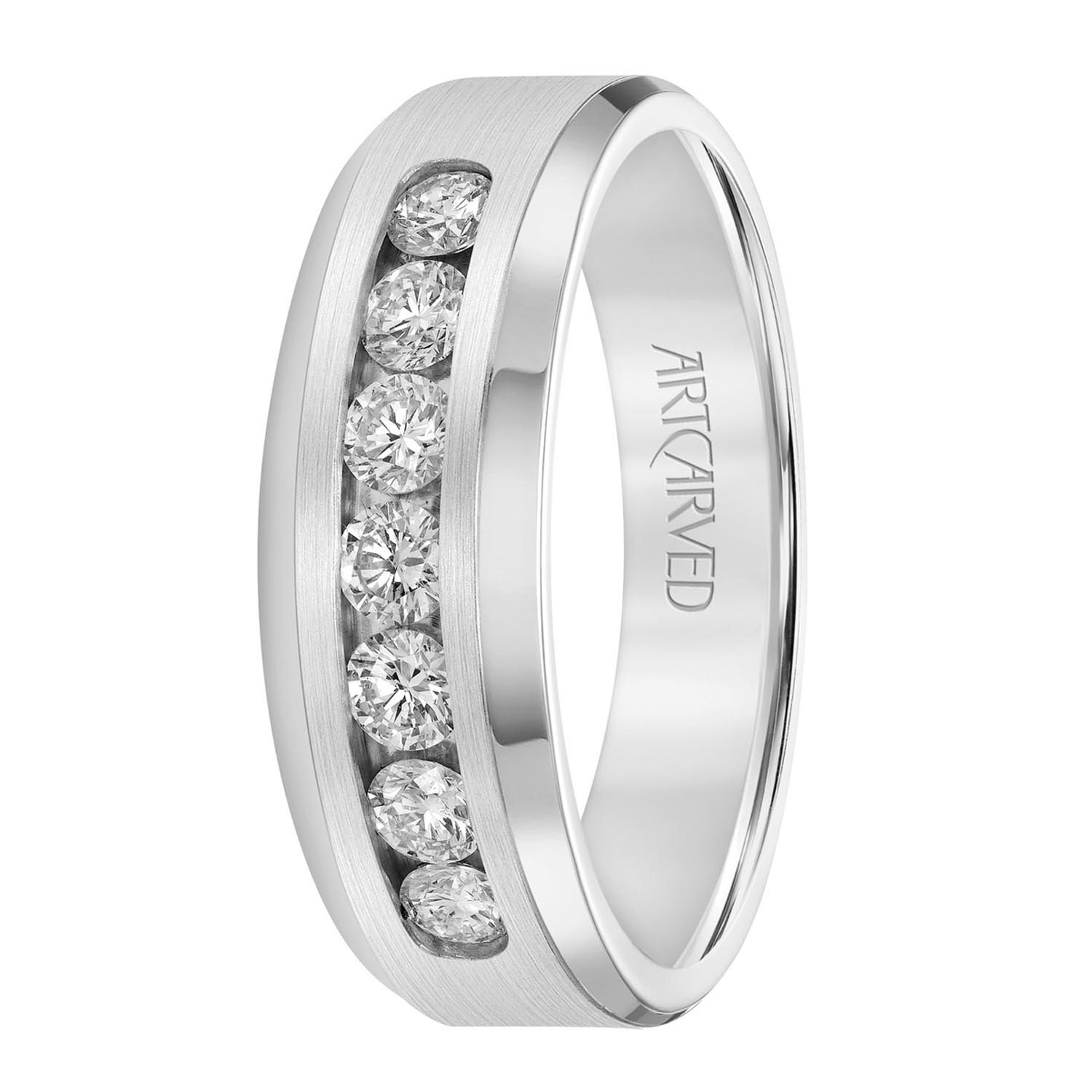 Artcarved Mens Diamond Channel Band in 14kt White Gold (3/4ct tw)