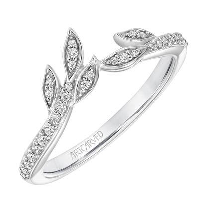 Artcarved Diamond Leaf Band in 14kt White Gold (1/7ct tw)