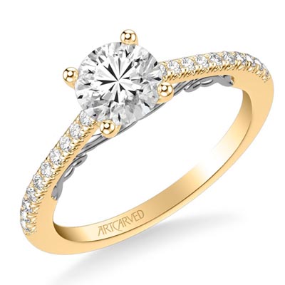 Artcarved Diamond Engagement Ring Setting in 14kt Yellow and White Gold (1/7ct tw)