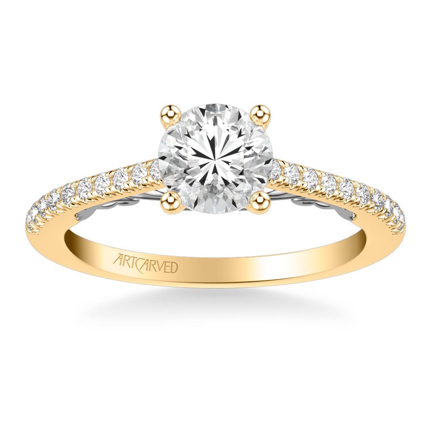 Artcarved Diamond Engagement Ring Setting in 14kt Yellow and White Gold (1/7ct tw)