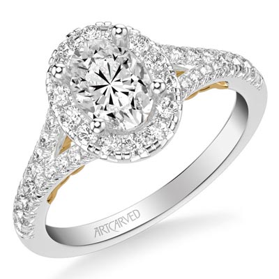 Artcarved Diamond Engagement Ring Setting in 14kt White and Yellow Gold (5/8ct tw)
