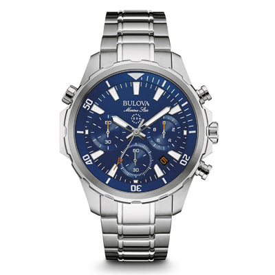 Bulova Marine Star Mens Chronograph Watch with Blue Dial and Stainless Steel Bracelet (quartz movement)