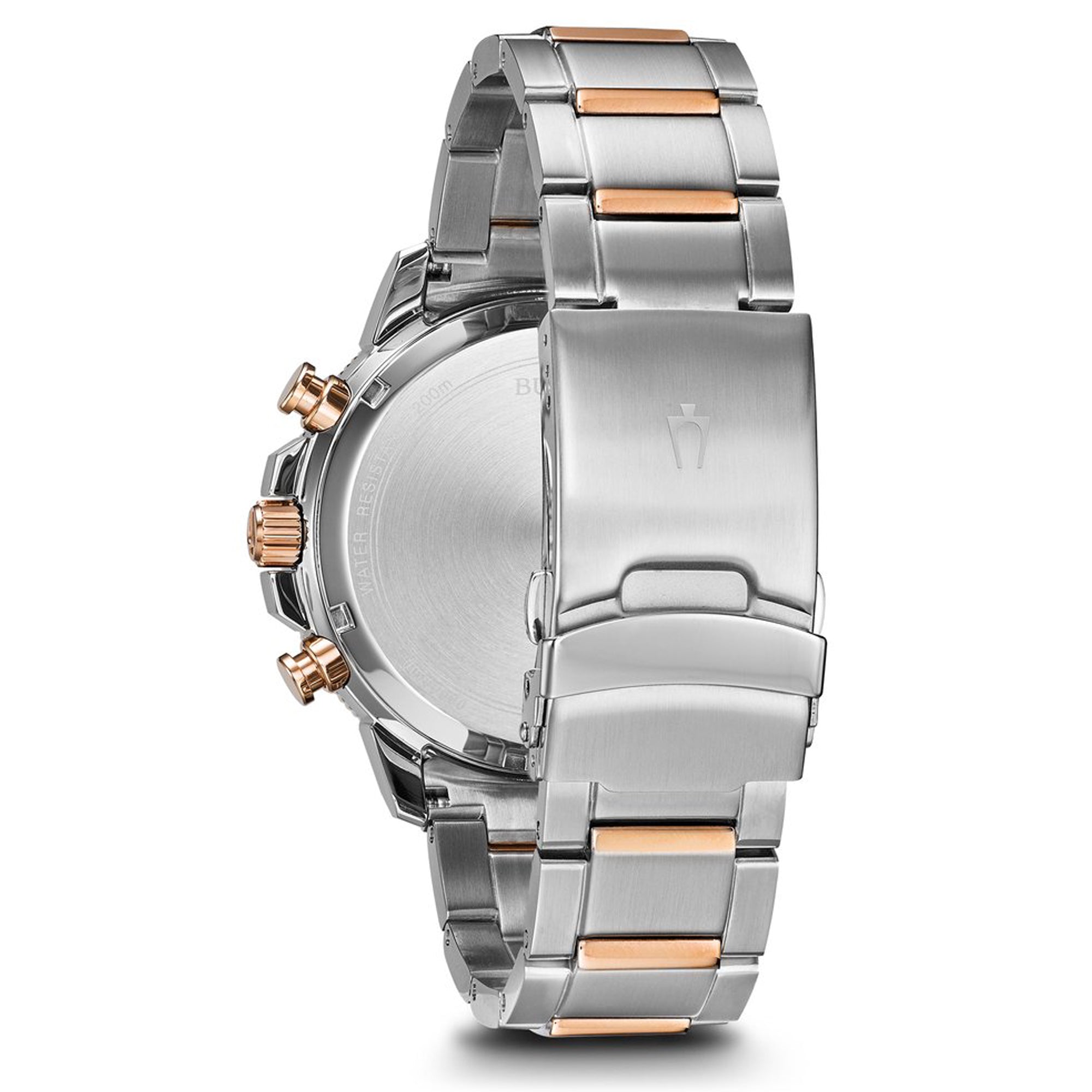 Bulova Marine Star Mens Chronograph Watch with Blue Dial and Stainless Steel and Rose Gold Toned Bracelet (quartz movement)