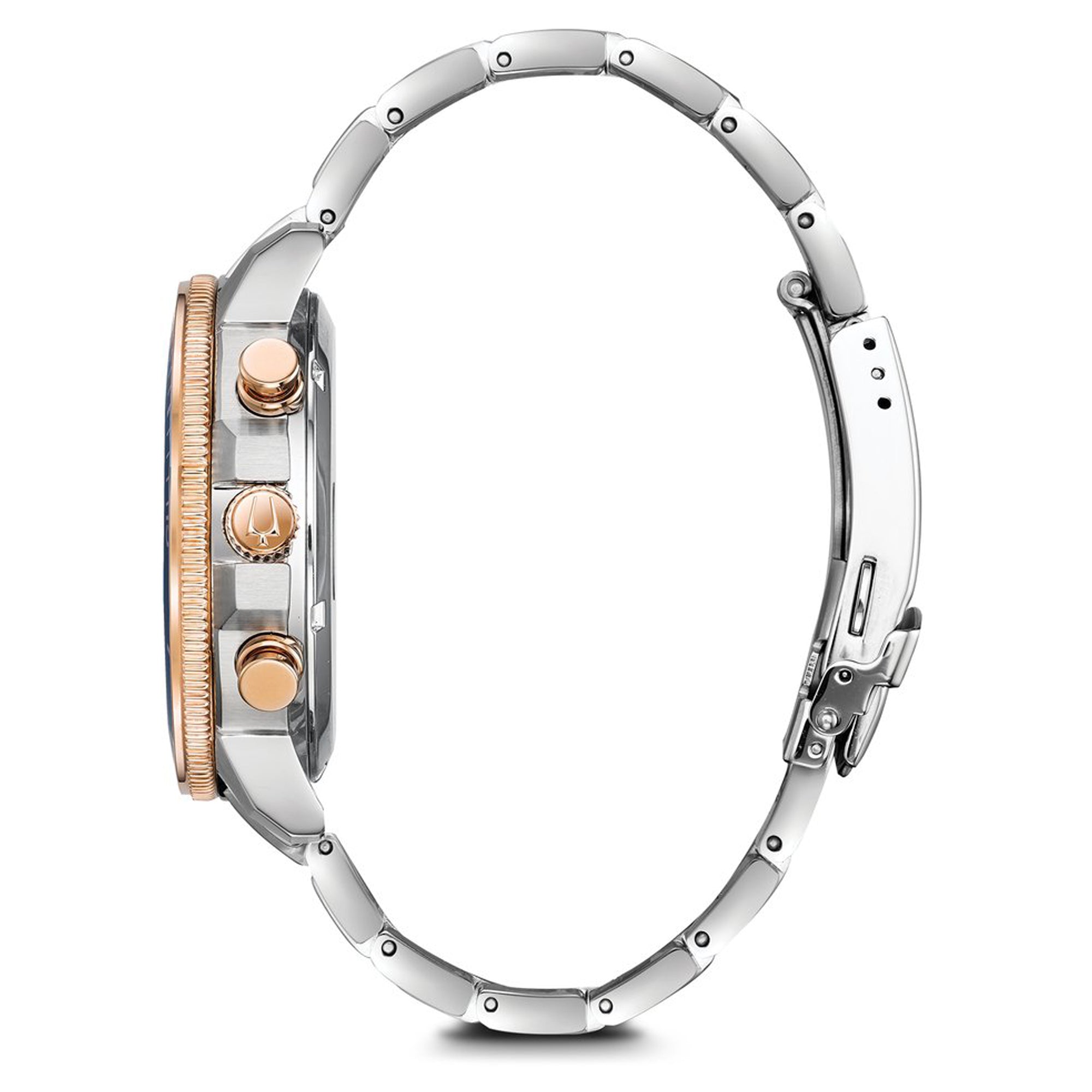 Bulova Marine Star Mens Chronograph Watch with Blue Dial and Stainless Steel and Rose Gold Toned Bracelet (quartz movement)