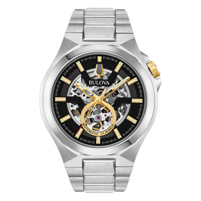 Bulova Maquina Automatic Mens Watch with Black Dial and Stainless Steel Bracelet (automatic movement)
