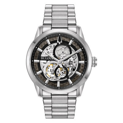 Bulova Sutton Mens Watch with Gray Dial and Stainless Steel Bracelet (automatic movement)