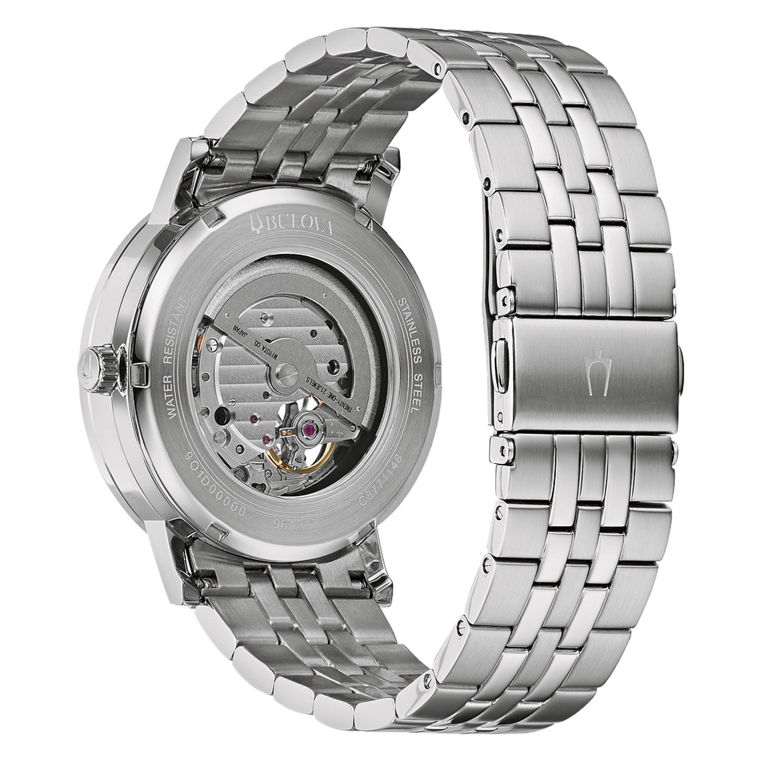 Bulova American Clipper Mens Watch with Blue Dial and Stainless Steel Bracelet (automatic movement)