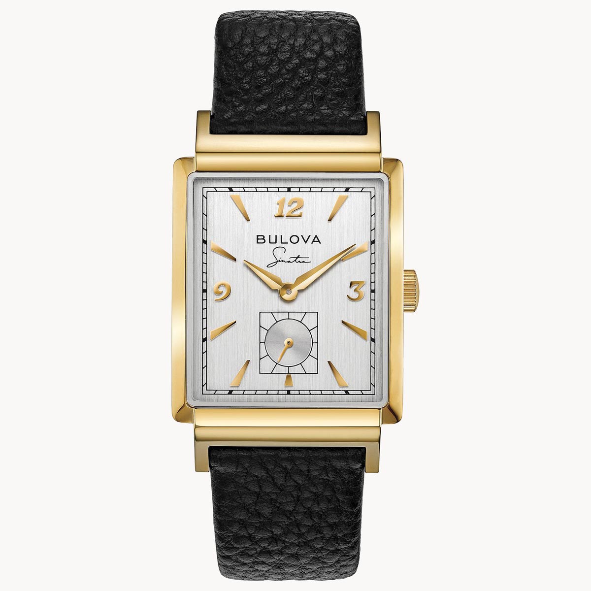 Bulova Mens My Way Watch with White Dial and Black Leather Strap (quartz movement)