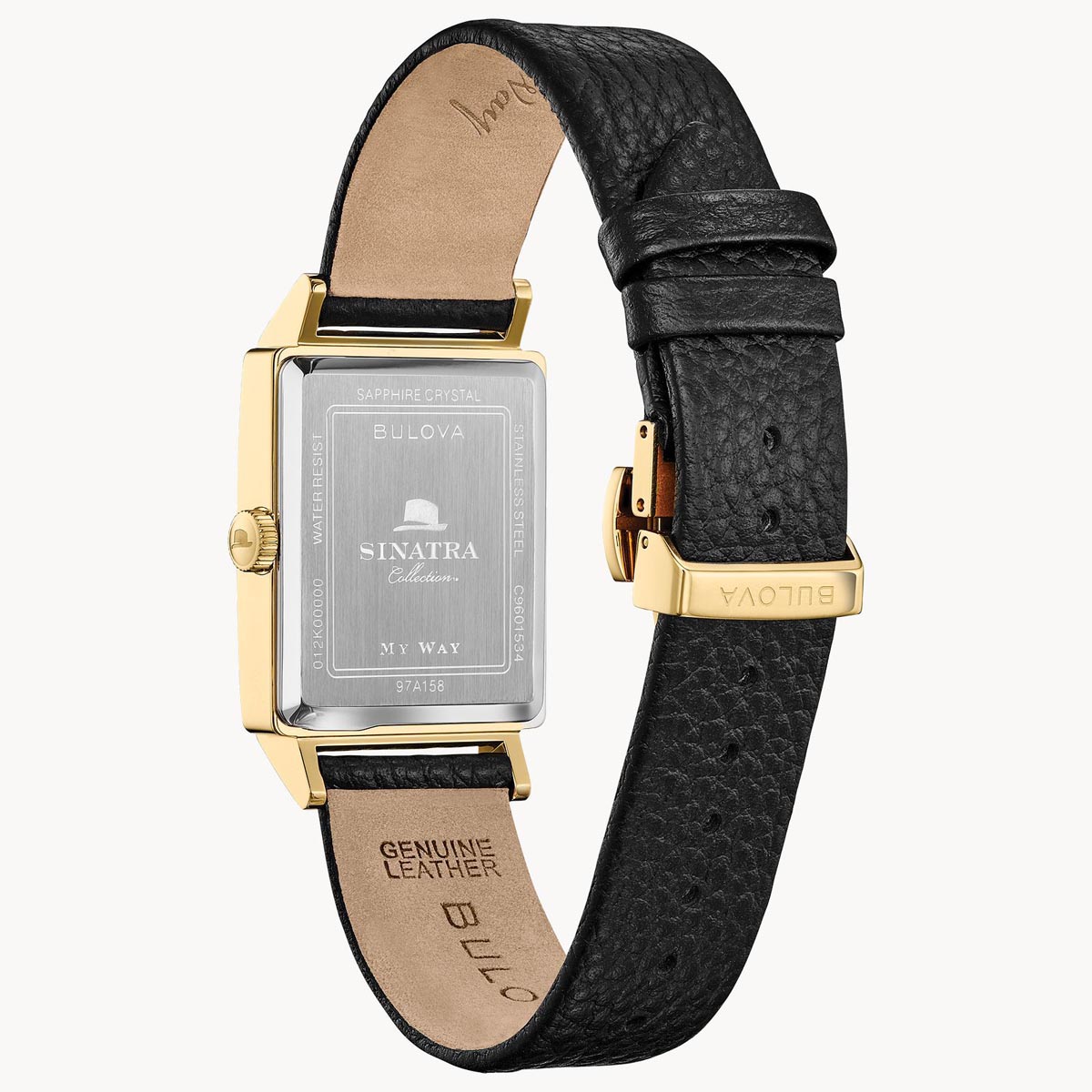 Bulova Mens My Way Watch with White Dial and Black Leather Strap (quartz movement)