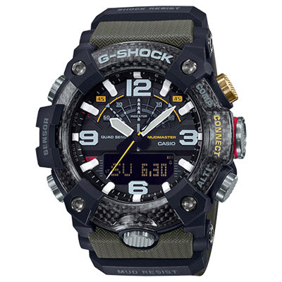 G Shock Master of G Mudmaster Mens Watch with Black Dial and Green Resin Band (quartz movement)