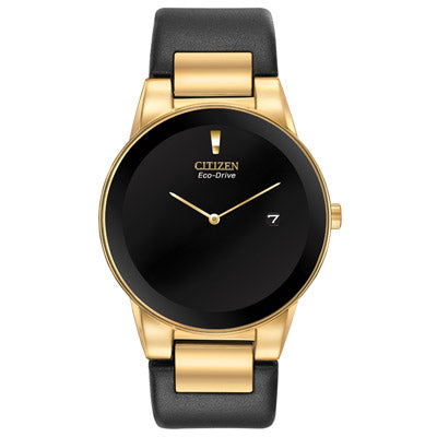 Citizen Axiom Mens Watch with Black Dial and Black Leather Strap (eco-drive movement)